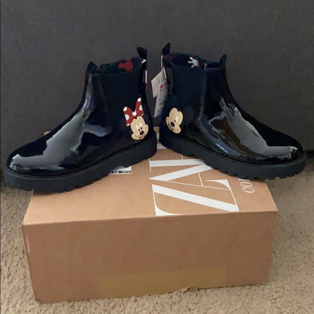 Zara Mickey Mouse Patent Leather Boots